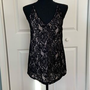 LOFT nude lace racer back tank Small NEW dressy cami new years Christmas